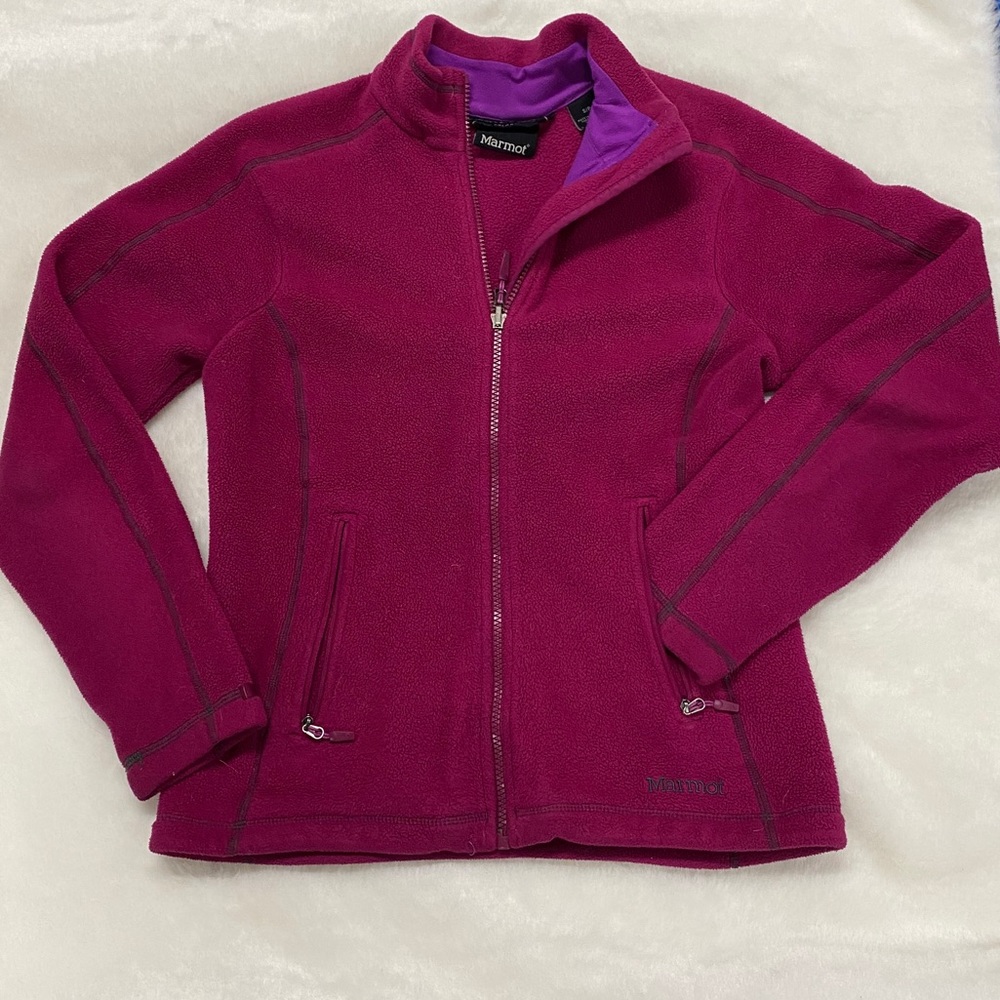 Marmot berry pink fleece jacket size small